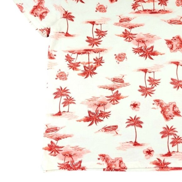 Mens XXL Old Navy Soft Washed Casual Hawaiian Palm Tree T-Shirt White Summer Tee - Picture 6 of 8